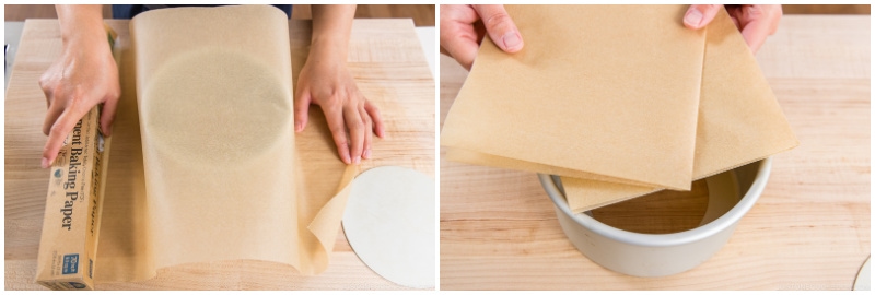 image of preparing two rectangular sheets of parchment paper