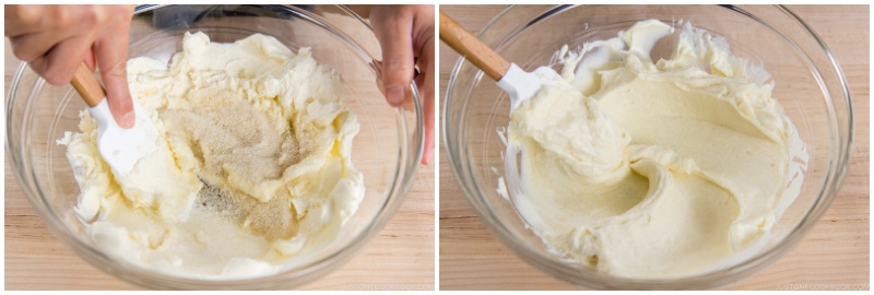 image of sugar dissolved into cream cheese